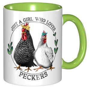 🐔 Just a Girl Who Loves Peckers Coffee Mug ☕ Two-Toned coffee mug- chicken mug